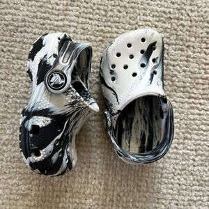 Black and white toddler Crocs